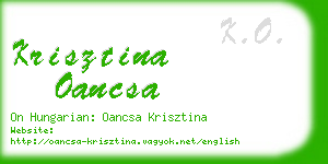 krisztina oancsa business card